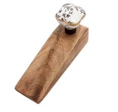 Golden Leaf Flower Square Ceramic Wooden Door Stopper
